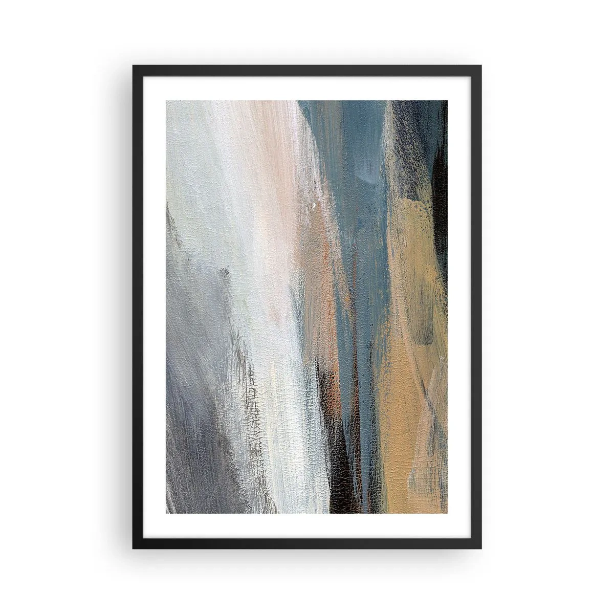 Poster in einem schwarzem Rahmen - Eine abstrakte Komposition in gedämpften Farben - 50x70cm - Abstraktion: nördliche Landschaft - Moderne Wanddekoration für Wohnzimmer und Schlafzimmer ARTTOR
