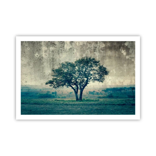 Poster - Ein Apfelbaum auf blauem Feld? - 91x61 cm