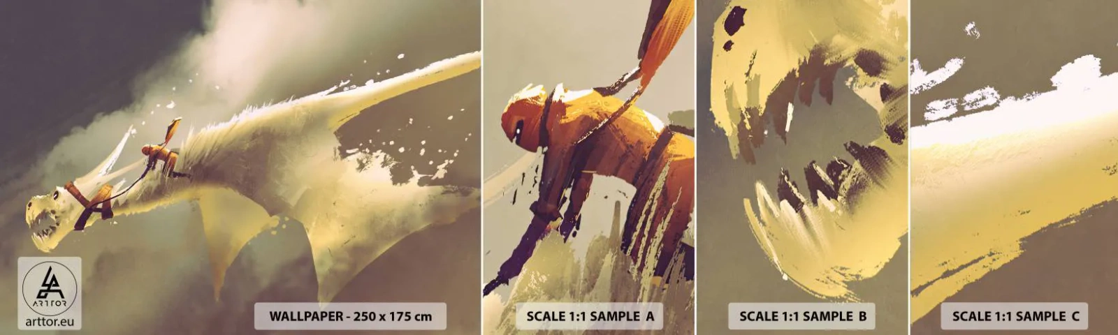 Fototapetenmuster Standard Eco - Die Welt zur Rettung - Abstraktion, Fantasie, Drachen - 100x30 cm