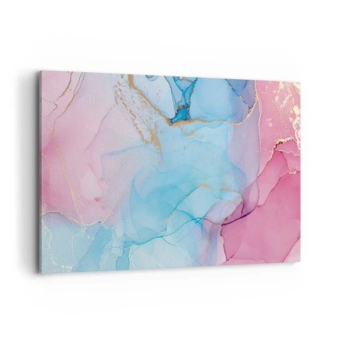 Bild auf Leinwand - Leinwandbild - Abstrakte Pastellmuster mit goldenen Akzenten - 120x80cm - Begegnung und Durchdringung - Moderne Wanddekoration für Wohnzimmer und Schlafzimmer ARTTOR