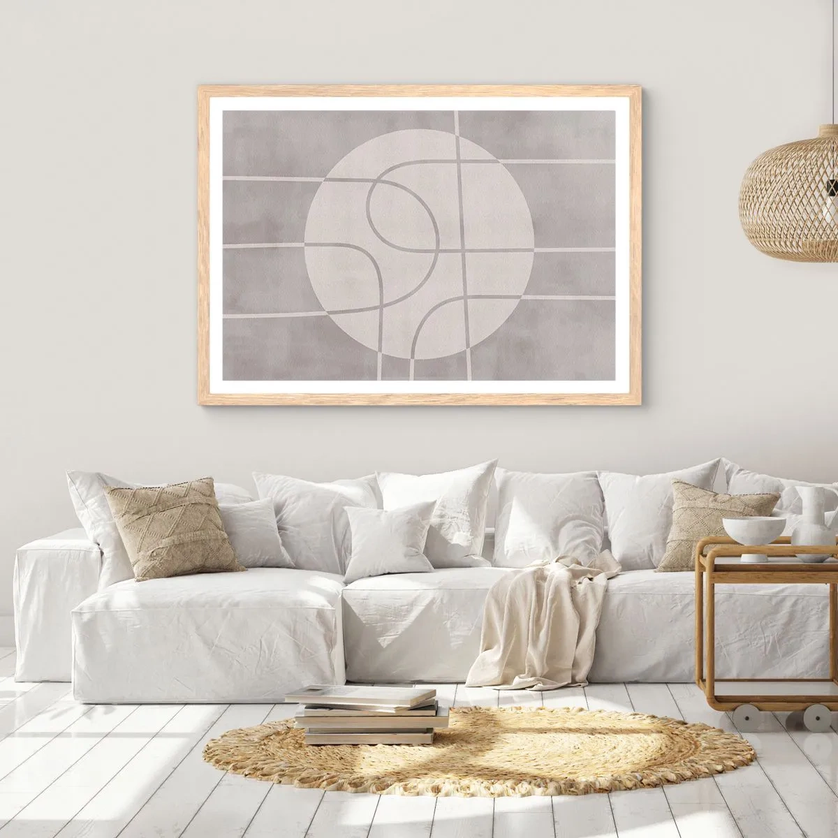 Poster in einem Rahmen aus heller Eiche - Kreisförmig und geradeaus - 50x40 cm