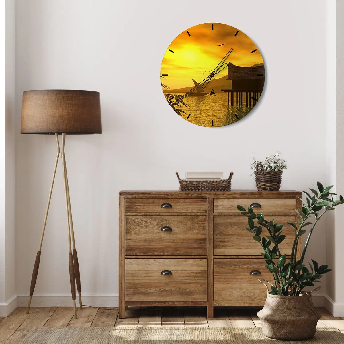 Wanduhr - Glasuhr - Der ersehnte Frieden - 40x40 cm