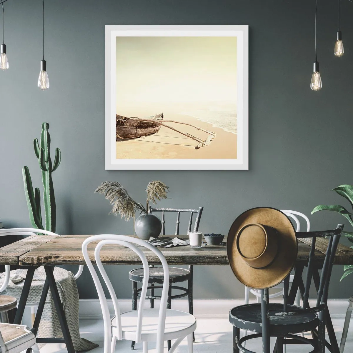 Poster in einem weißen Rahmen - Erinnerung an die Südsee - 50x50 cm