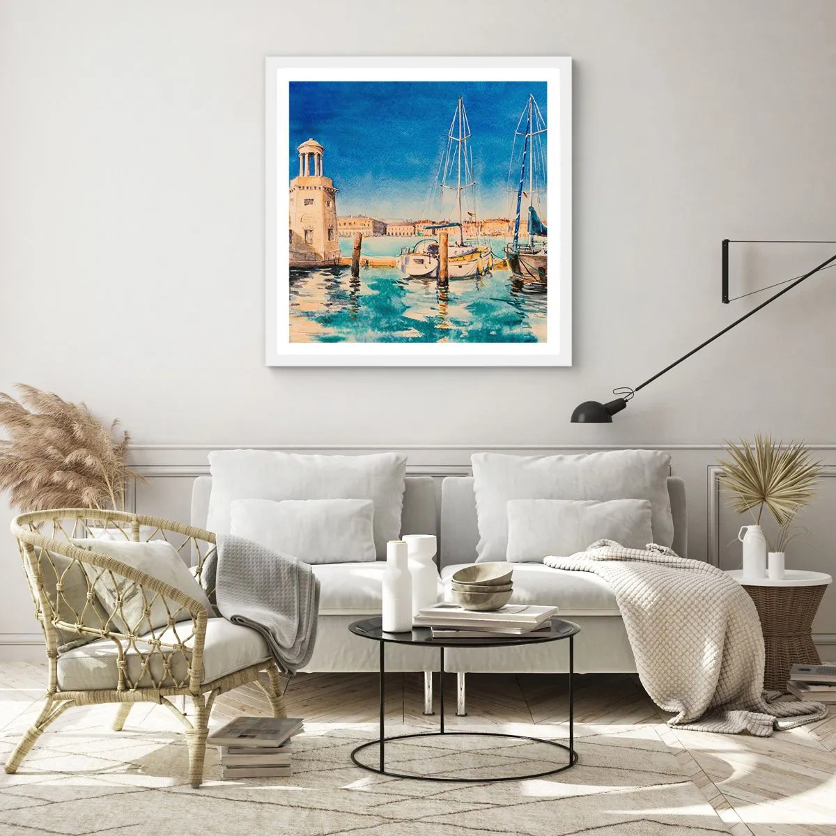 Poster in einem weißen Rahmen - Sonnige Lagune - 40x40 cm