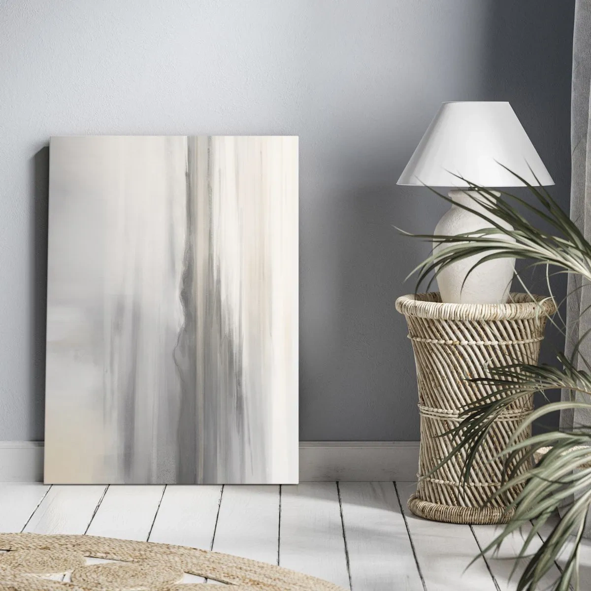 Bild auf Leinwand - Leinwandbild - Eine subtile Landschaft in Grau- und Beigetönen - 70x100cm - Nachdenkliche Distanz - Moderne Wanddekoration für Wohnzimmer und Schlafzimmer ARTTOR