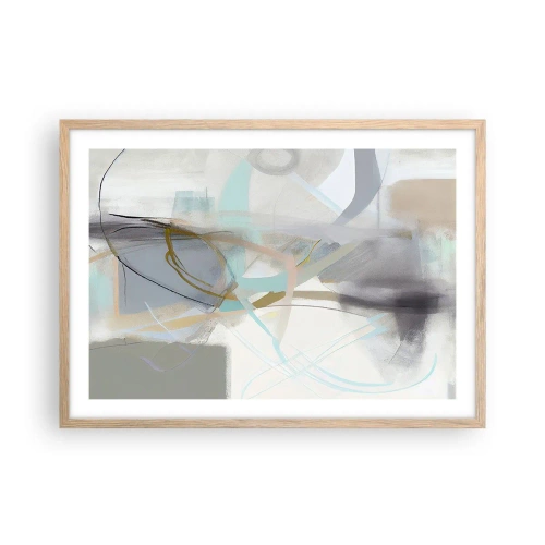 Poster in einem Rahmen aus heller Eiche - Neblige Abstraktion - 70x50 cm