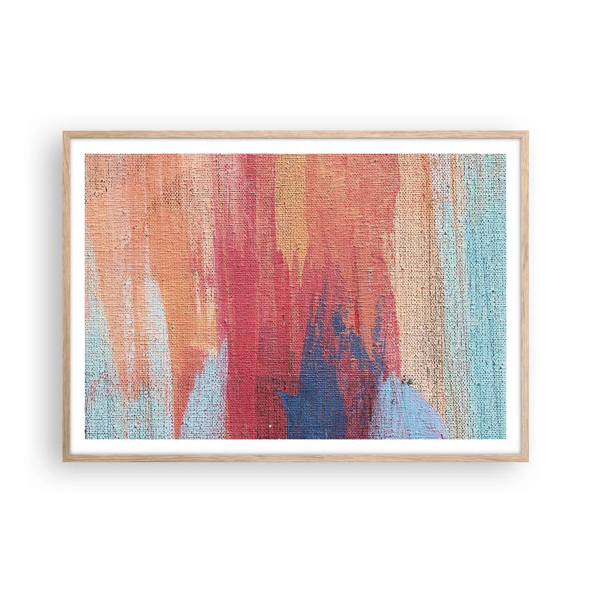 Poster in einem Rahmen aus heller Eiche - Renne den Regenbogen hinunter - 100x70 cm