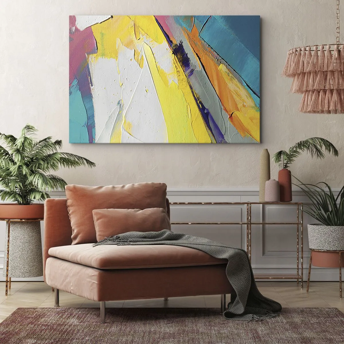 Bild auf Leinwand - Leinwandbild - Eine abstrakte Komposition in intensiven Farben - 70x50cm - Die Anatomie des Lichts - Moderne Wanddekoration für Wohnzimmer und Schlafzimmer ARTTOR