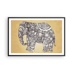 Poster in einem schwarzem Rahmen - Elefant verhüllte sich - 91x61 cm