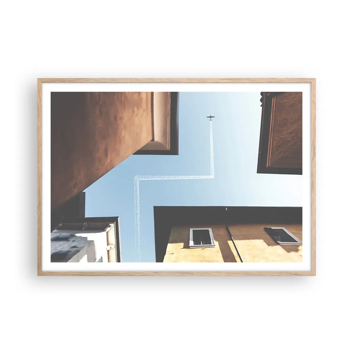 Poster in einem Rahmen aus heller Eiche - Über dem Stadtlabyrinth - 100x70 cm