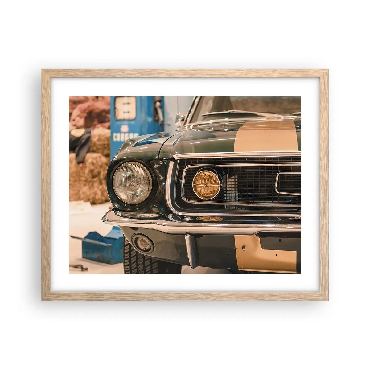 Poster in einem Rahmen aus heller Eiche - Treffen mit einer Legende - 50x40 cm