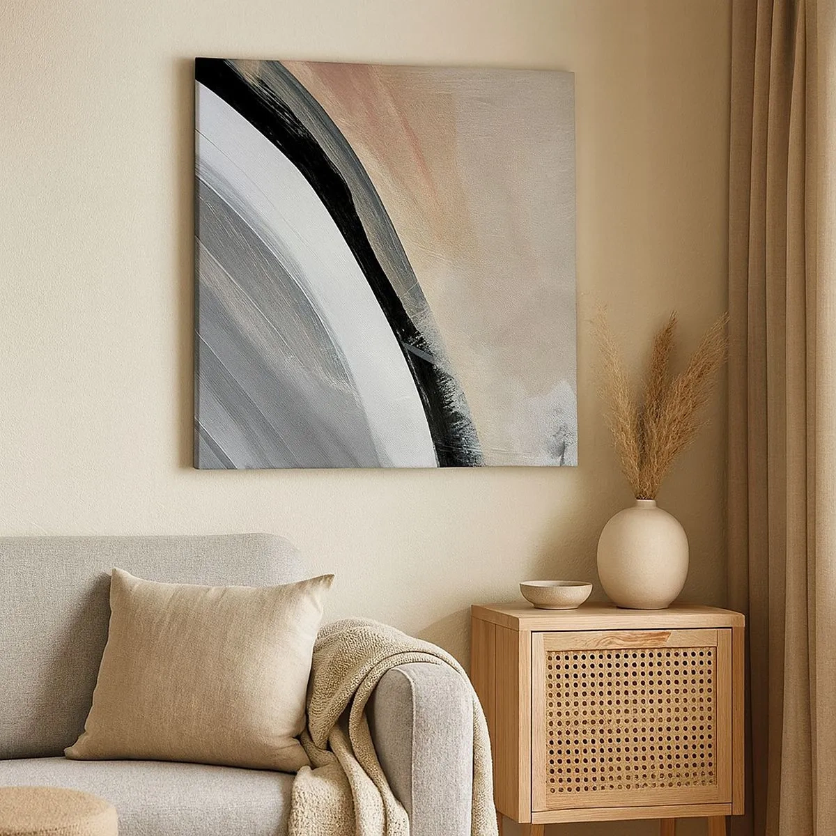 Bild auf Leinwand - Leinwandbild - Komposition: Bogen aus Schwarz und Grau - 30x30 cm