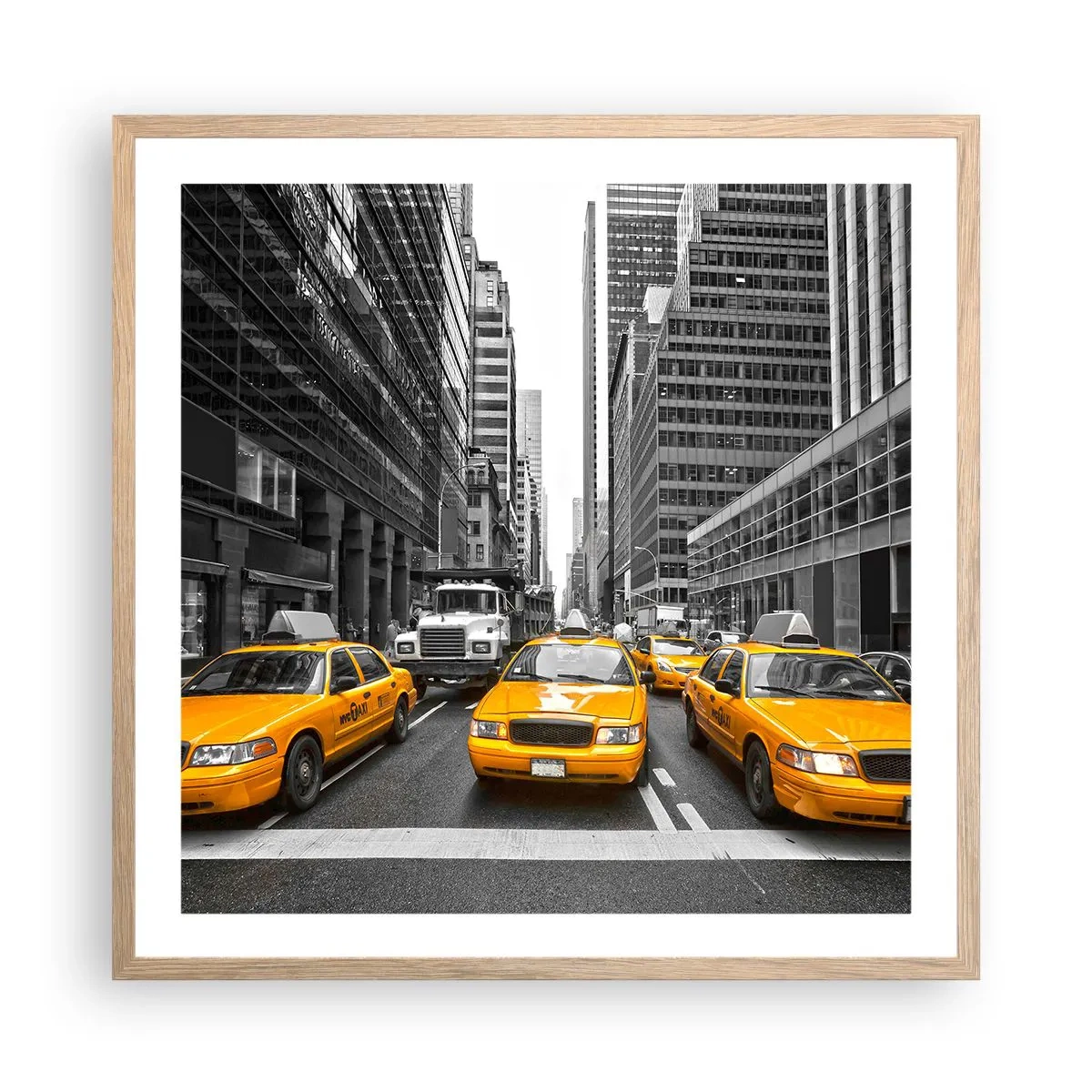 Poster in einem Rahmen aus heller Eiche - Wir färben die Stadt - 60x60 cm