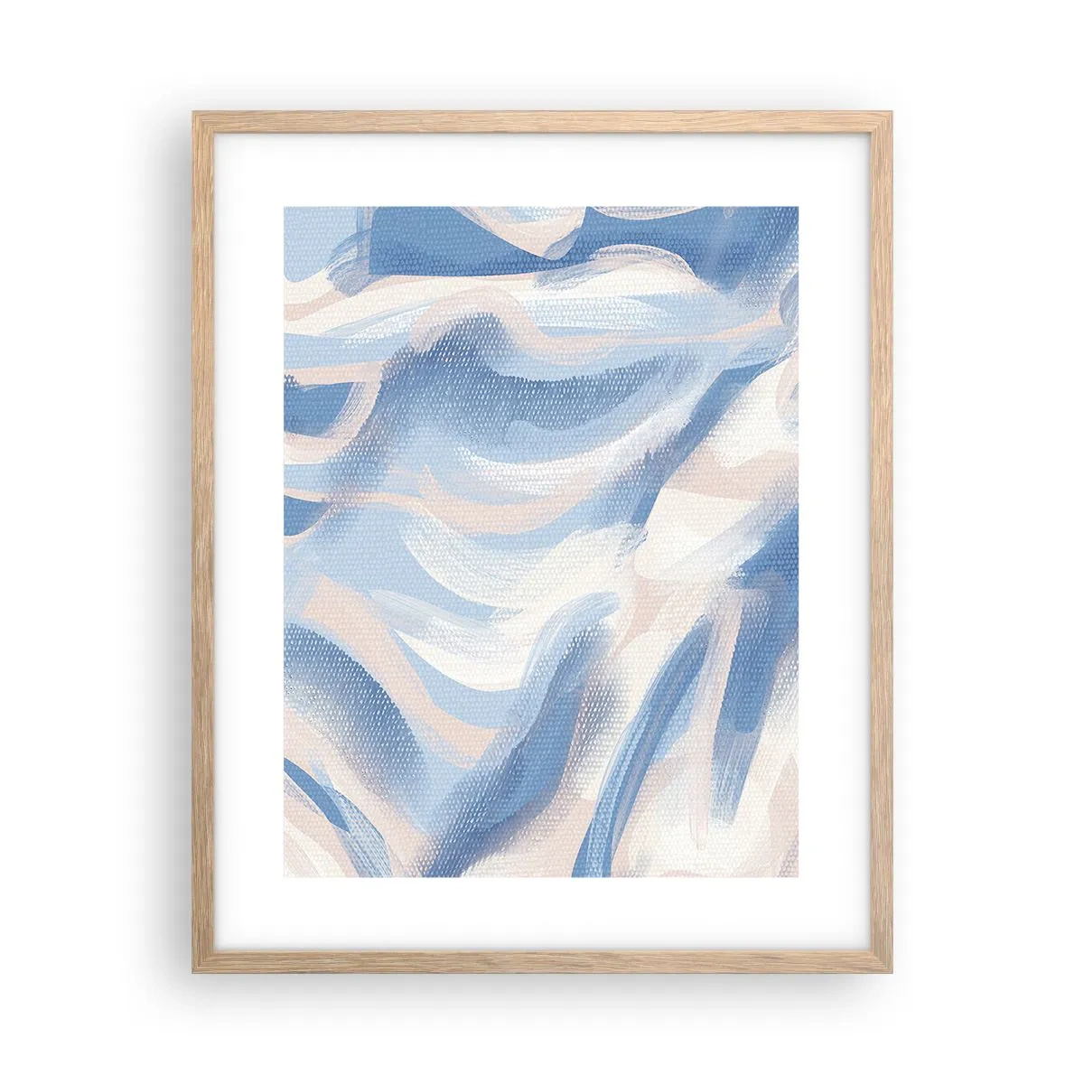 Poster in einem Rahmen aus heller Eiche - Blaue Wellen - 40x50 cm