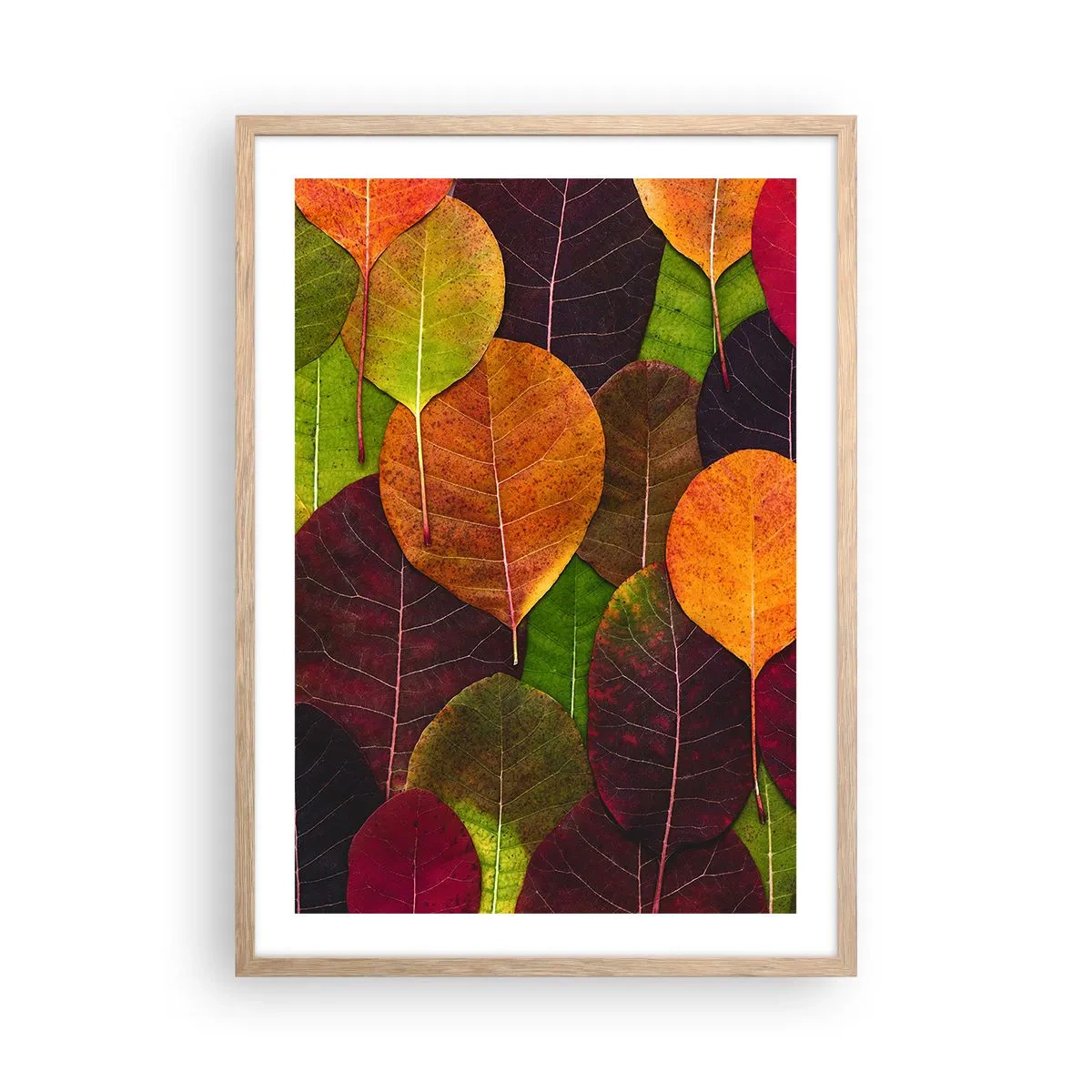 Poster in einem Rahmen aus heller Eiche - Herbstmosaik - 50x70 cm