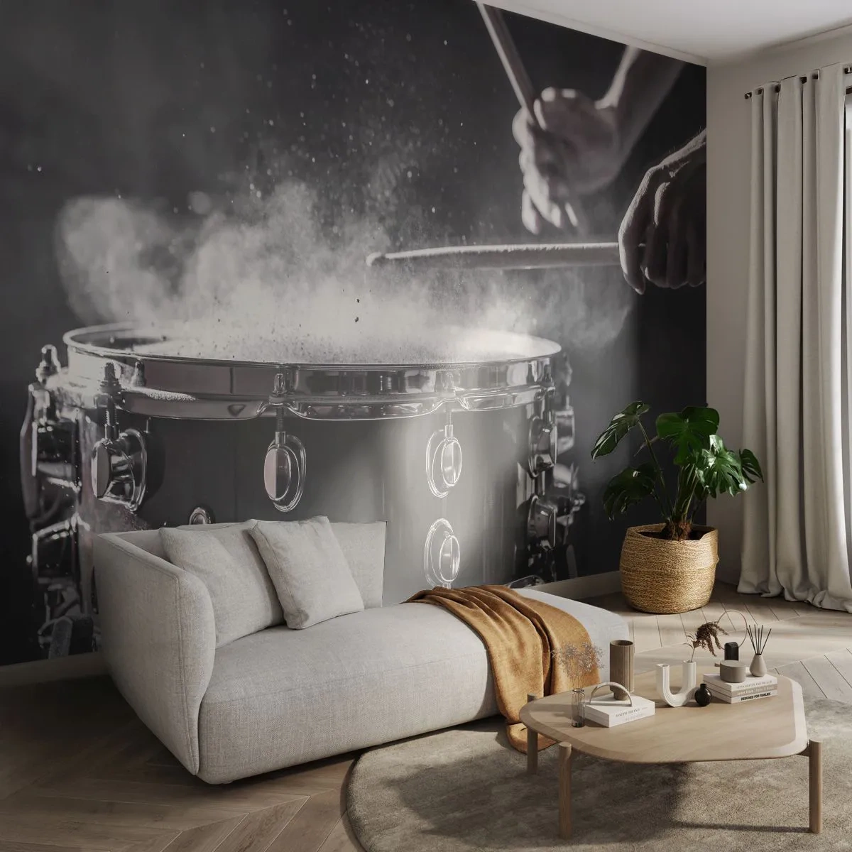 Fototapete Premium Sand - Der Puls der Musik - Musik, Ein Musikinstrument, Trommel - 400x280 cm