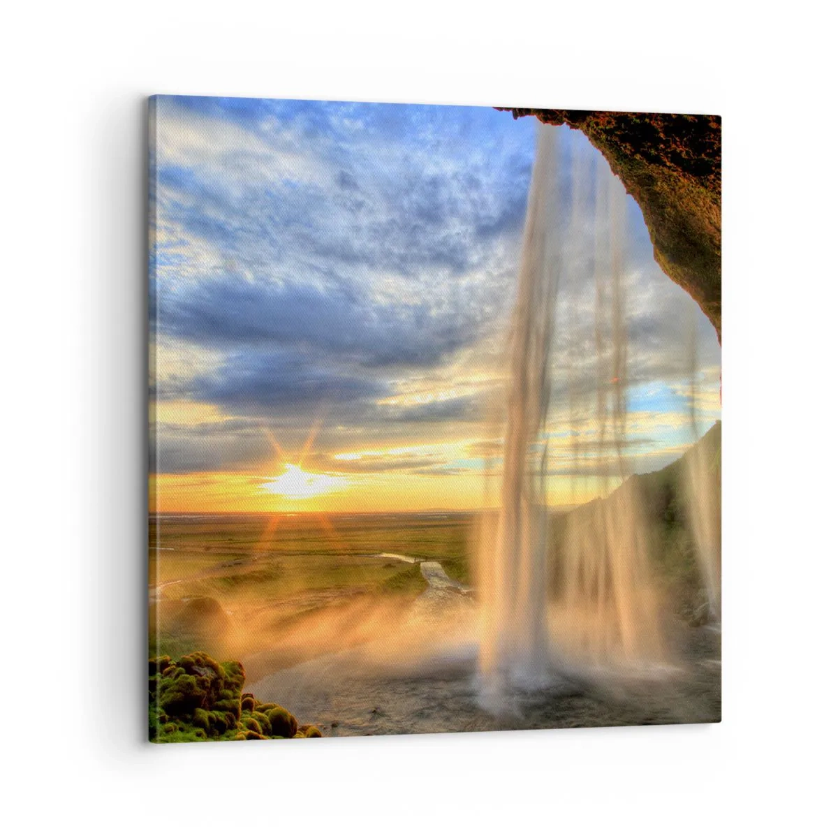 Bild auf Leinwand - Leinwandbild - Die Welt hinter einem Schleier aus Tropfen - 60x60 cm