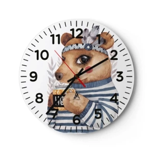 Wanduhr - Glasuhr - Süße Bärin - 40x40 cm