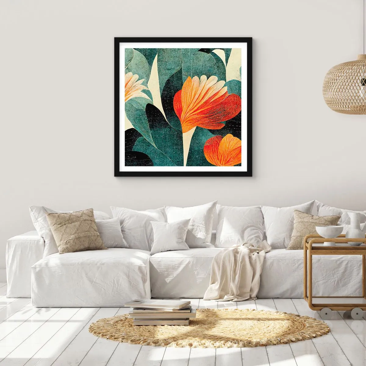 Poster in einem schwarzem Rahmen - Hitze der Tropen und Kühle des Grüns - 40x40 cm