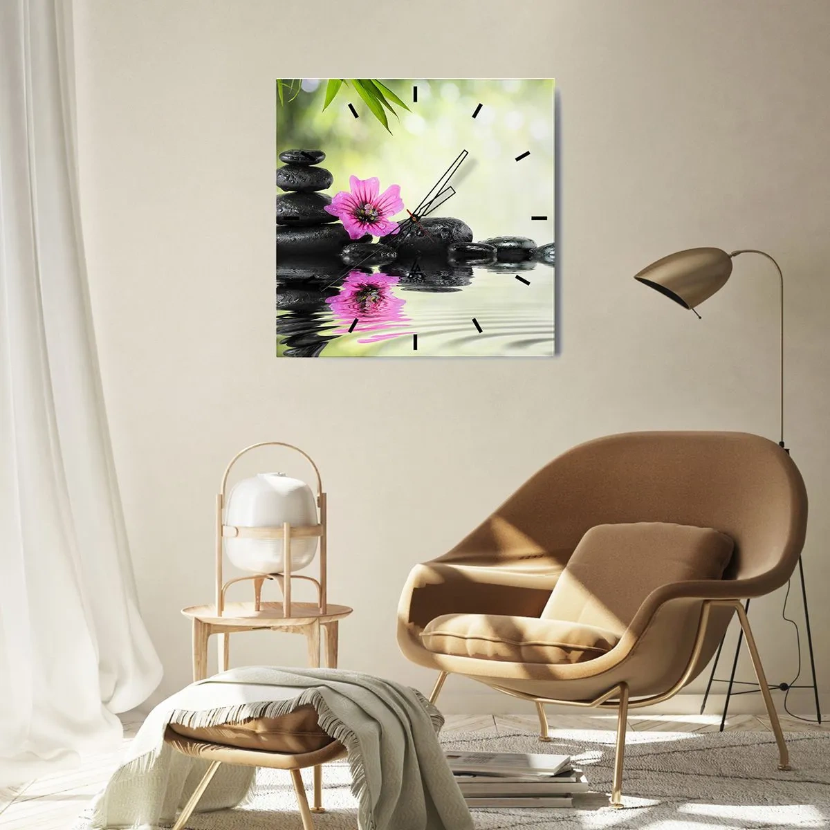 Wanduhr - Glasuhr - Zeit für die Seele - 40x40 cm