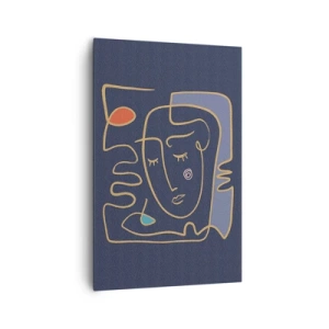 Bild auf Leinwand - Leinwandbild - Abstraktes Gesichtsporträt im minimalistischen Stil - 80x120cm - In Gedanken - Moderne Wanddekoration für Wohnzimmer und Schlafzimmer ARTTOR