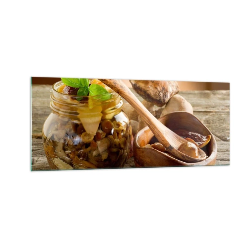 Glasbild - Bild auf glas - Ob frisch oder gesalzen, oder in der Herbstsaison ... - 100x40 cm