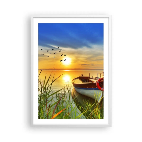 Poster in einem weißen Rahmen - Die Kormorane fliegen schon weg - 50x70 cm