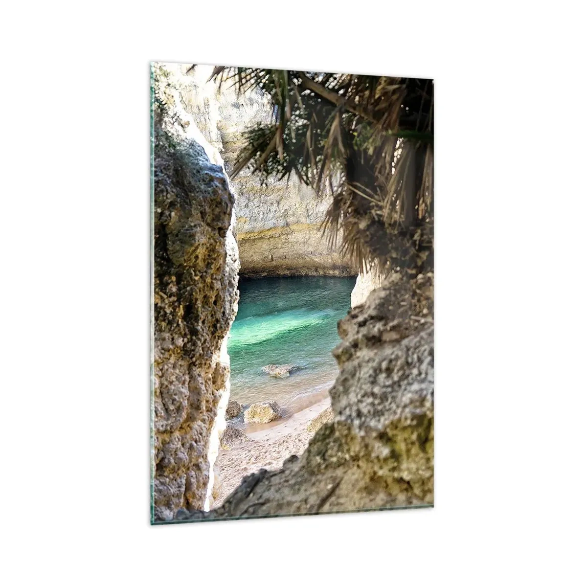 Glasbild - Bild auf glas - Türkisfarbene Bucht - 80x120 cm