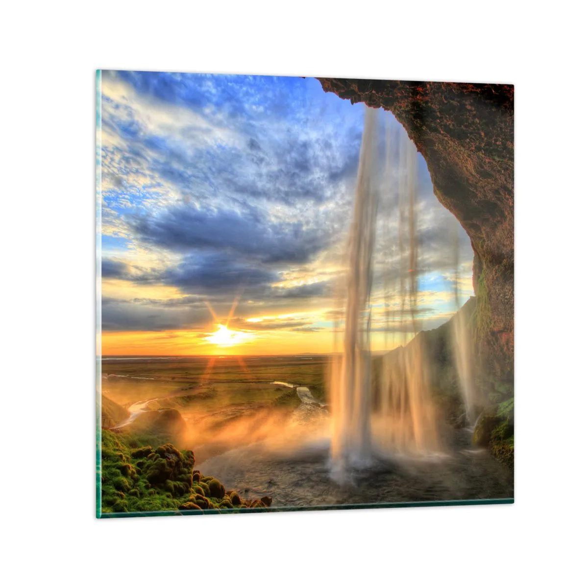 Glasbild - Bild auf glas - Die Welt hinter einem Schleier aus Tropfen - 40x40 cm