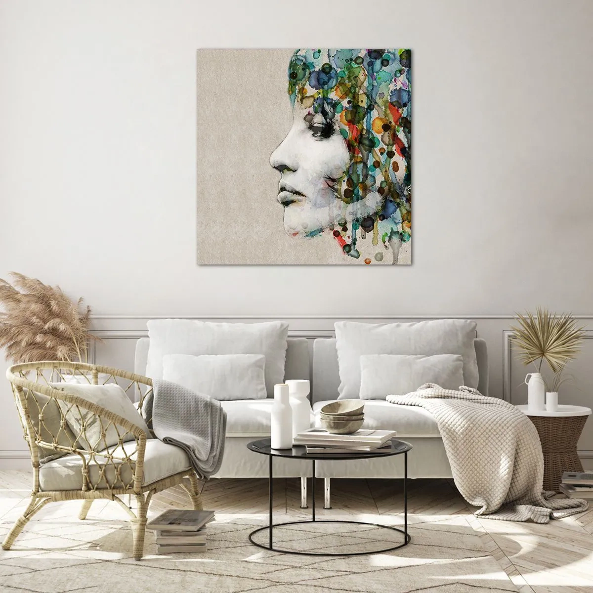 Glasbild - Bild auf glas - Sie tauchte aus dem Grau auf - 70x70 cm