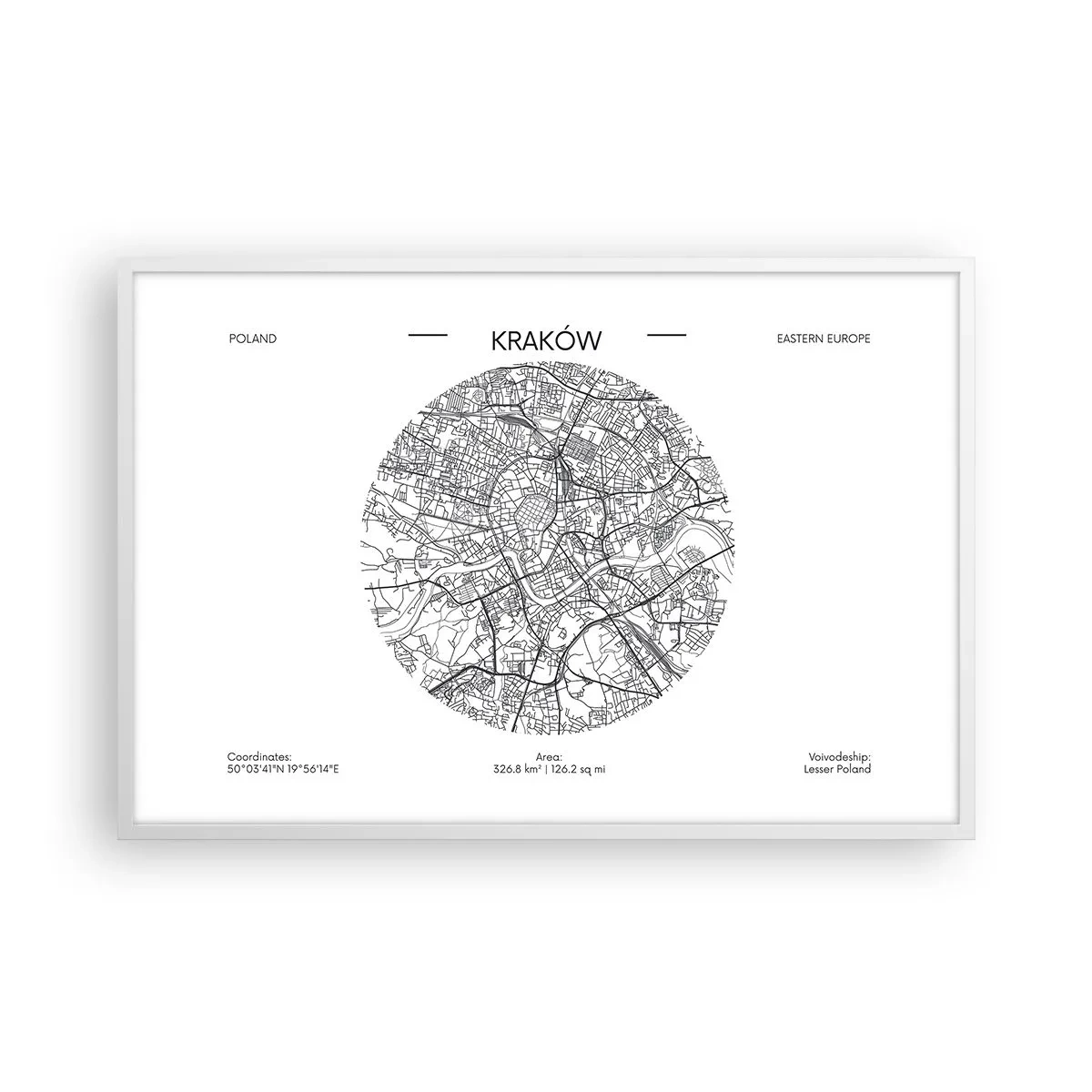 Poster in einem weißen Rahmen - Anatomie von Krakau - 91x61 cm