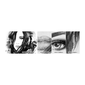 Fototapeten Muster Premium Canvas - Porträt einer Dame in Schwarzweiß - Abstraktion, Das Gesicht einer Frau, Porträt - 100x30 cm