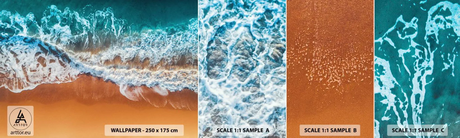 Fototapetenmuster Standard Eco - Immer Hand in Hand - Landschaft, Meer, Strand - 100x30 cm