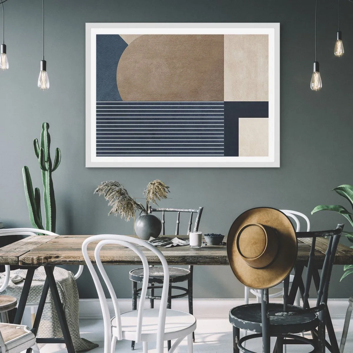 Poster in einem weißen Rahmen - Komposition aus Einfachheit und Rundheit - 100x70 cm