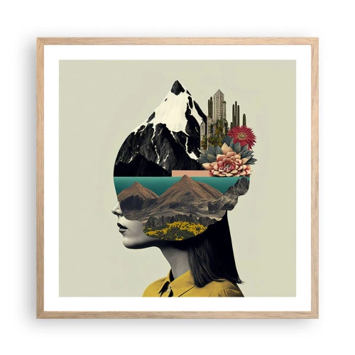 Poster in einem Rahmen aus heller Eiche - Frau – bleibt immer ein Geheimnis - 60x60 cm