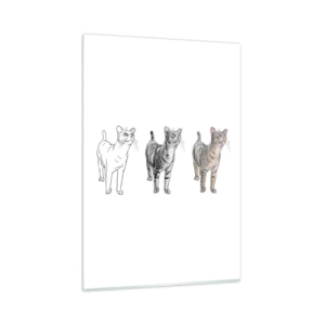 Glasbild - Bild auf glas - Die Entwicklung einer Katzenzeichnung von der Skizze zur farbigen Form - 80x120cm - Zeichenunterricht - Moderne Wanddekoration für Wohnzimmer und Schlafzimmer ARTTOR
