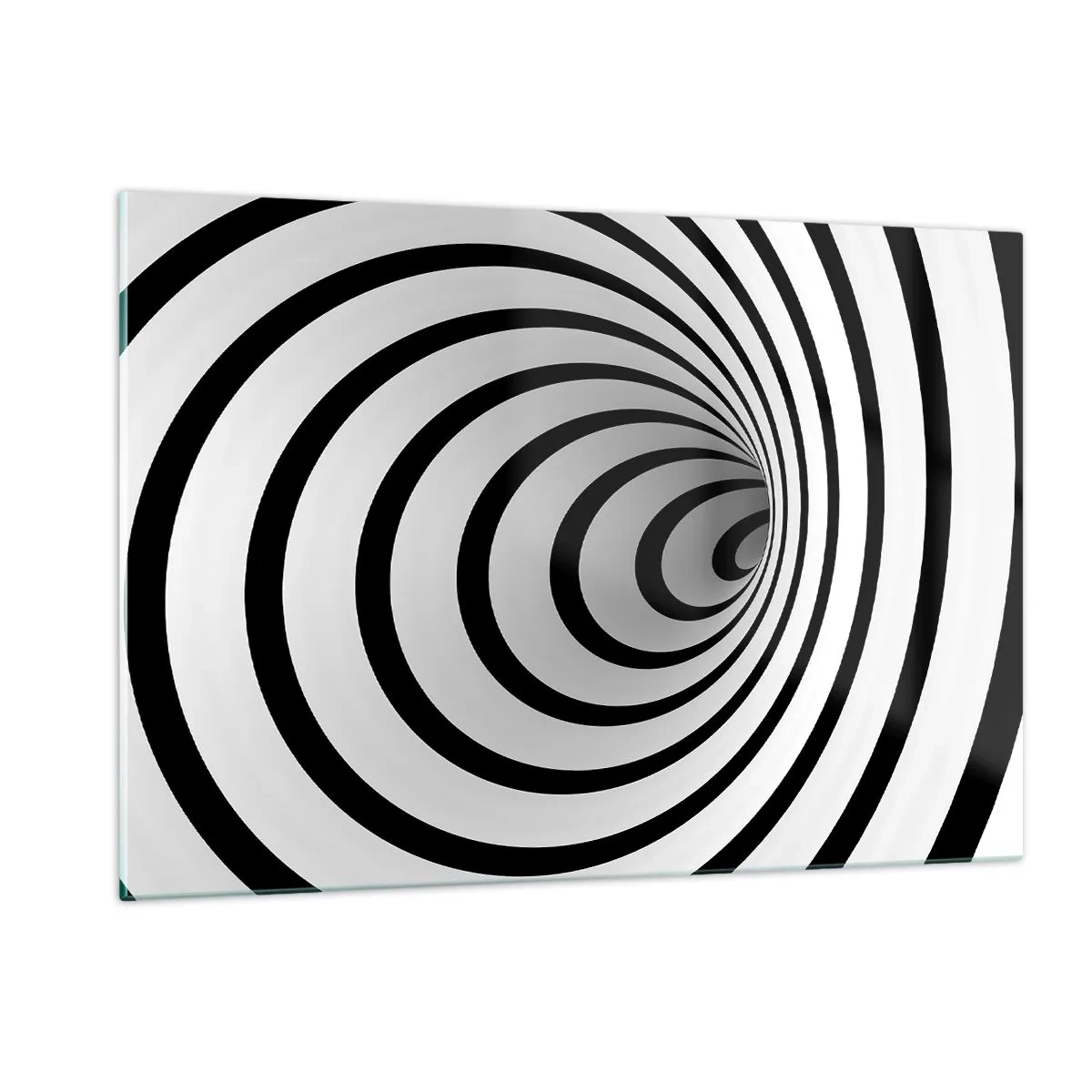 Glasbild - Bild auf glas - Abstraktes Spiralmuster in Schwarz und Weiß - 120x80cm - Sie können dem auch nicht widerstehen? - Moderne Wanddekoration für Wohnzimmer und Schlafzimmer ARTTOR