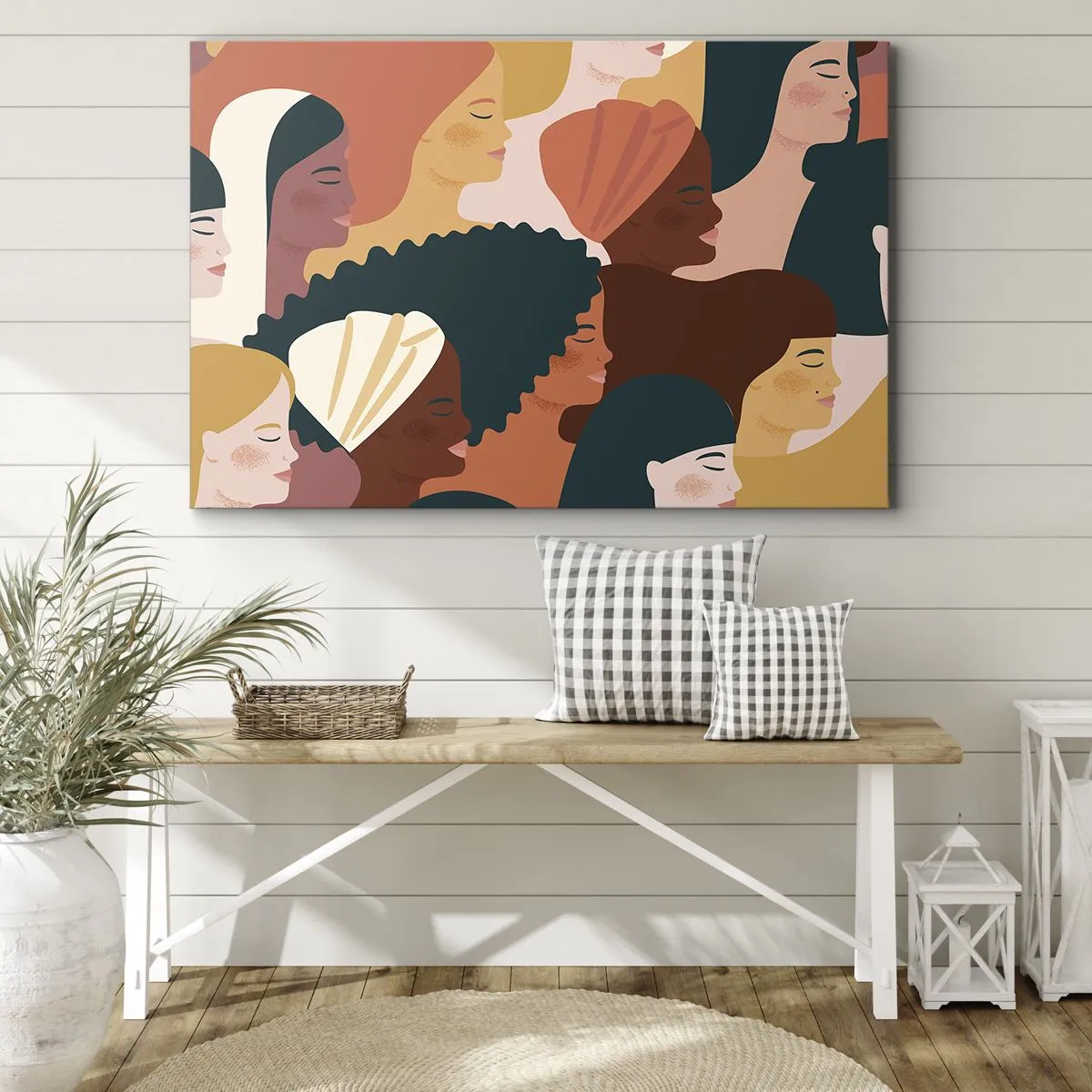 Bild auf Leinwand - Leinwandbild - Farbenfrohe Frauenprofile in verschiedenen Stilen - 120x80cm - Nur Weiblichkeit - Moderne Wanddekoration für Wohnzimmer und Schlafzimmer ARTTOR