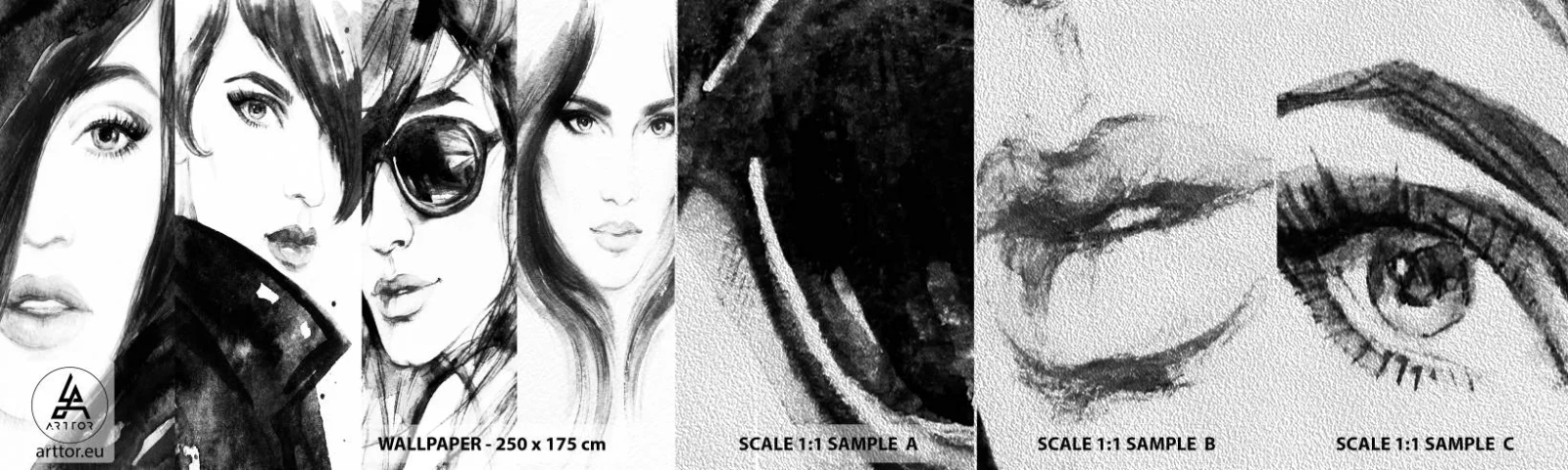 Fototapeten Muster Premium Sand - Schönheit multipliziert - Frau, Frauenaugen, Porträt einer Frau - 100x30 cm