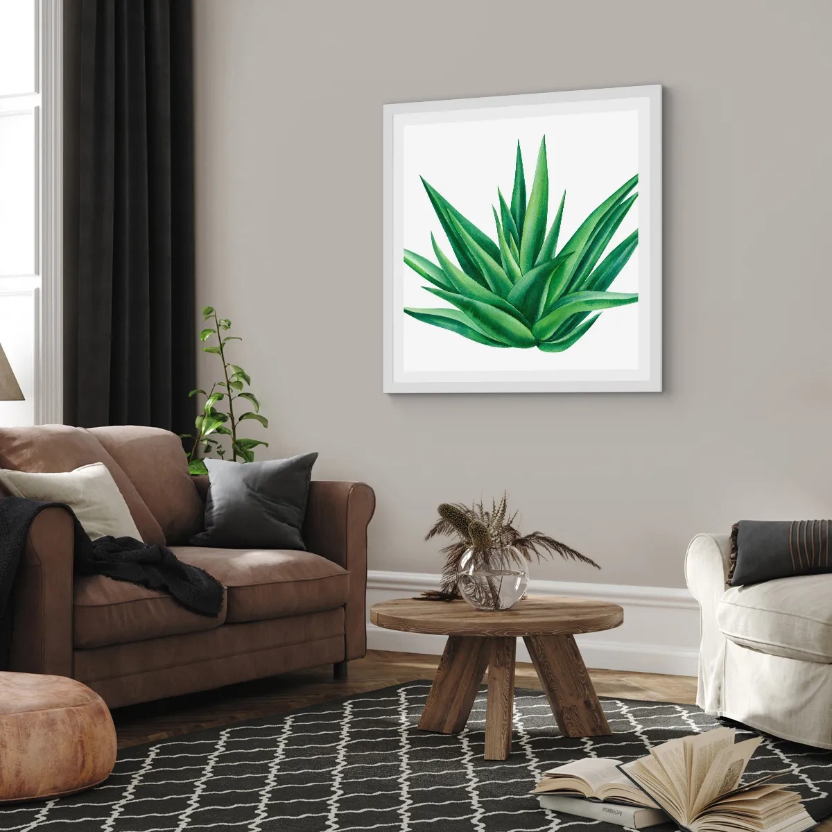 Poster in einem weißen Rahmen - Grün – Kraft – Leben - 60x60 cm