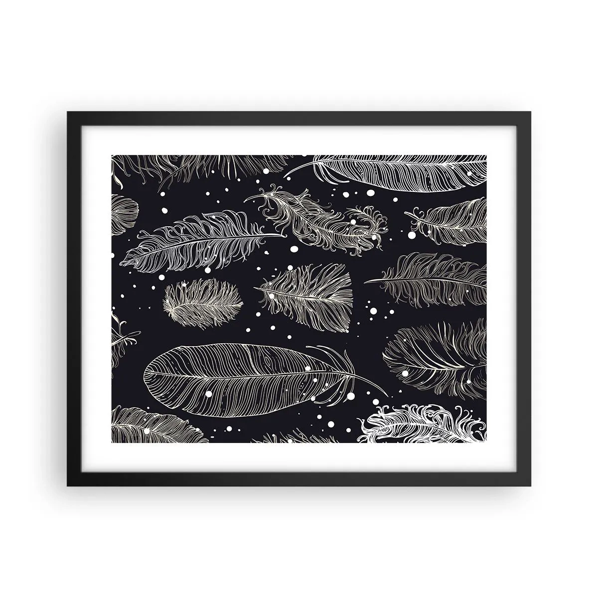 Poster in einem schwarzem Rahmen - Gefiederte Spitze - 50x40 cm