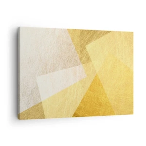 Bild auf Leinwand - Leinwandbild - Geometrische Formen in Gold und hellen Farbtönen - 70x50cm - Geometriewetter - Moderne Wanddekoration für Wohnzimmer und Schlafzimmer ARTTOR
