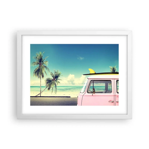 Poster in einem weißen Rahmen - Zeit um in die Ferien zu starten - 40x30 cm