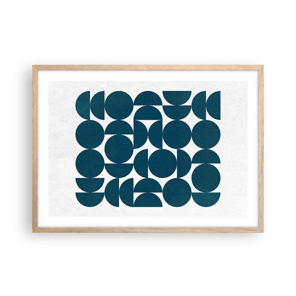 Poster in einem Rahmen aus heller Eiche - Kreise und Halbkreise - 70x50 cm