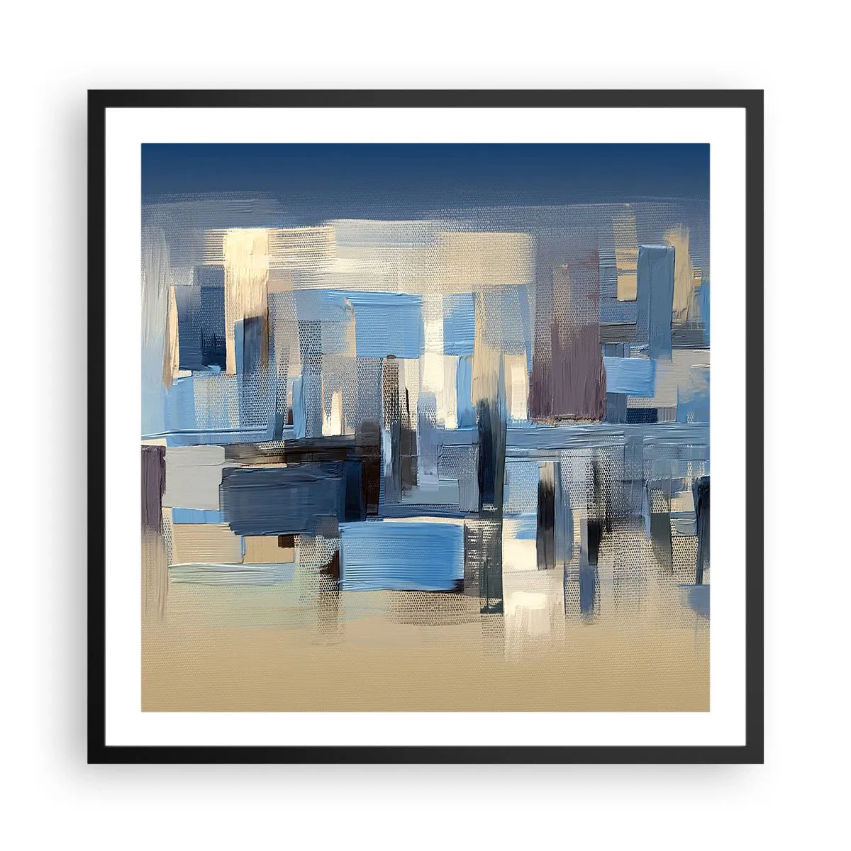 Poster in einem schwarzem Rahmen - Blaue Konstruktion - 60x60 cm