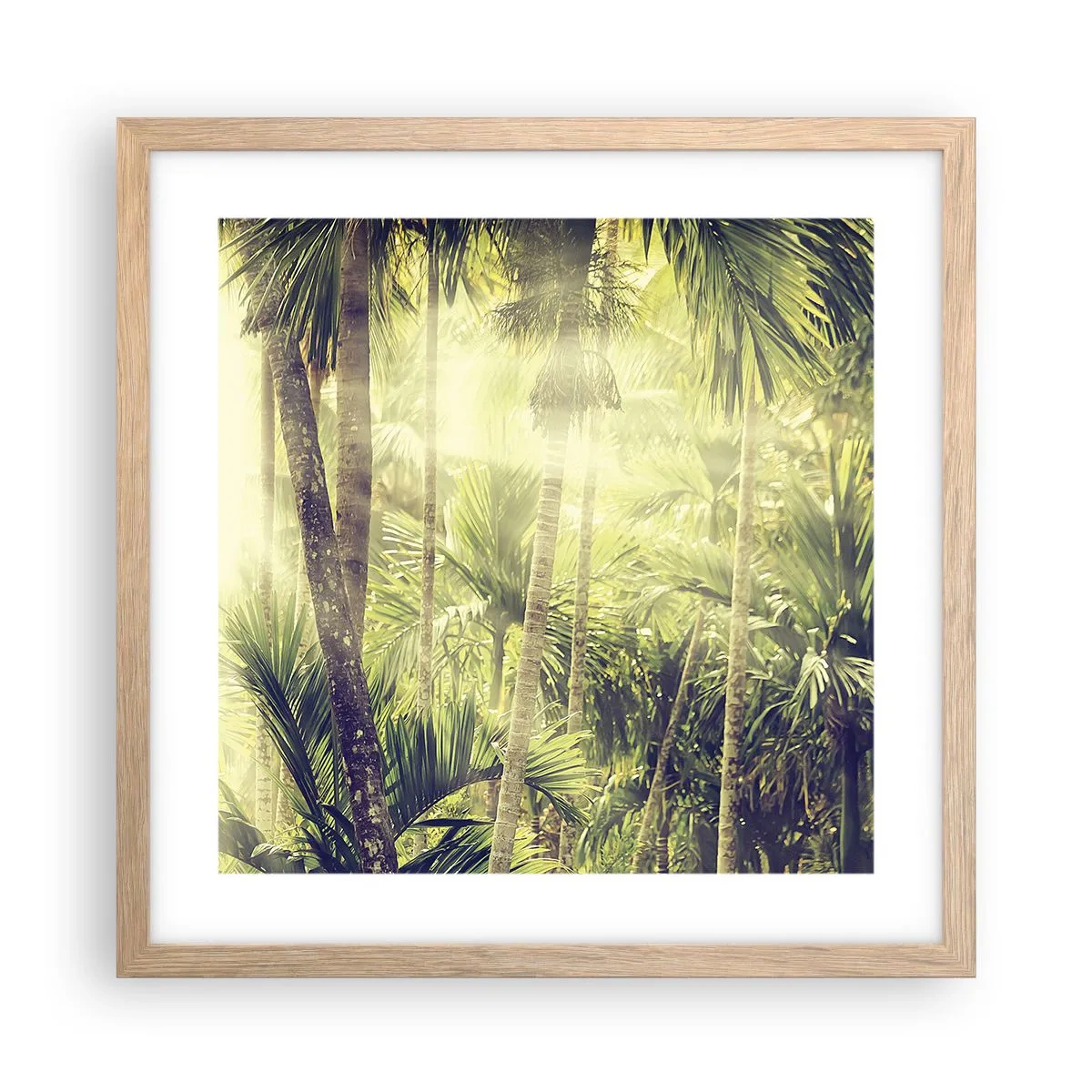 Poster in einem Rahmen aus heller Eiche - In grüner Hitze - 40x40 cm
