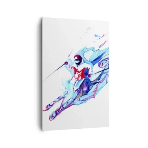 Bild auf Leinwand - Leinwandbild - Abstrakter Reiter in dynamischen Farben - 80x120cm - Verrückter Ansturm vor Freude - Moderne Wanddekoration für Wohnzimmer und Schlafzimmer ARTTOR