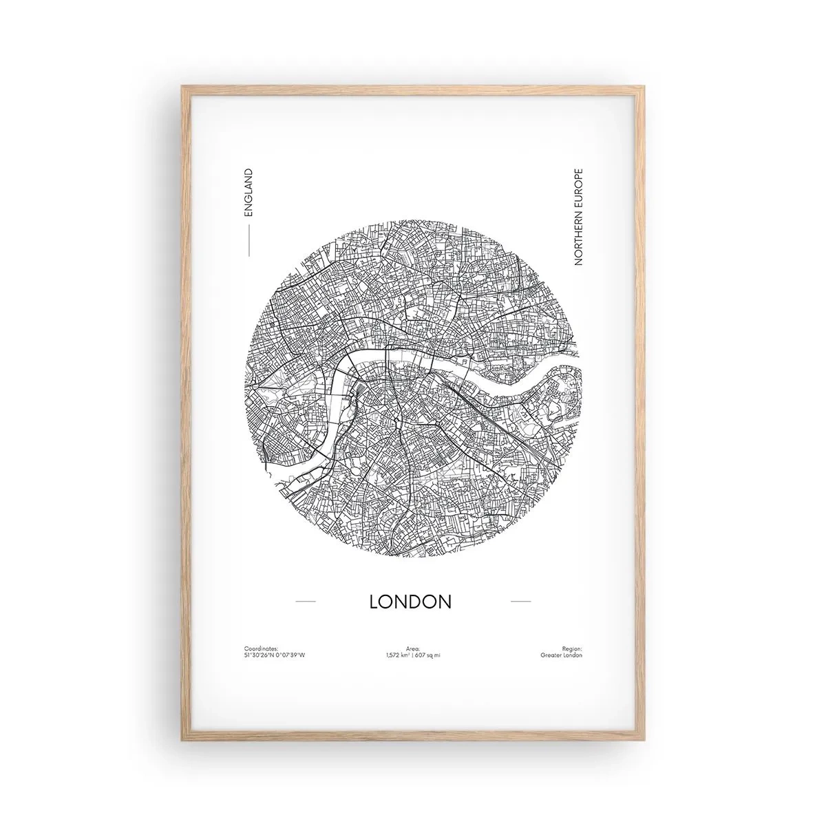 Poster in einem Rahmen aus heller Eiche - Anatomie von London - 70x100 cm