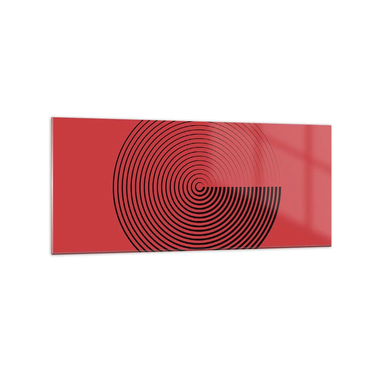 Glasbild - Bild auf glas - Konzentrische Kreise auf rotem Hintergrund - 120x50cm - Kreisbewegung - Moderne Wanddekoration für Wohnzimmer und Schlafzimmer ARTTOR