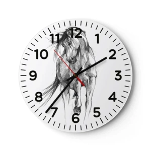 Wanduhr - Glasuhr - Im anmutigen Trab - 40x40 cm